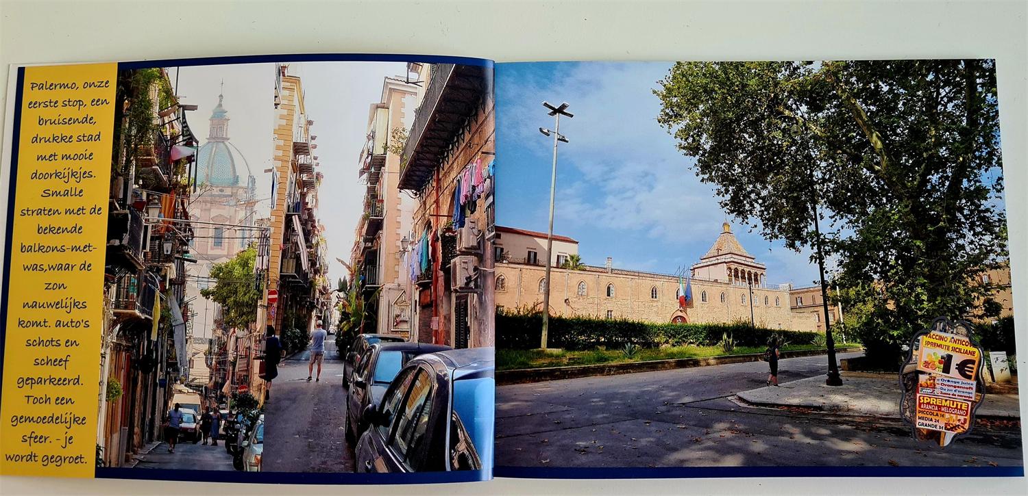 Pagina uit het fotoboek van de taalreis naar Sicilië