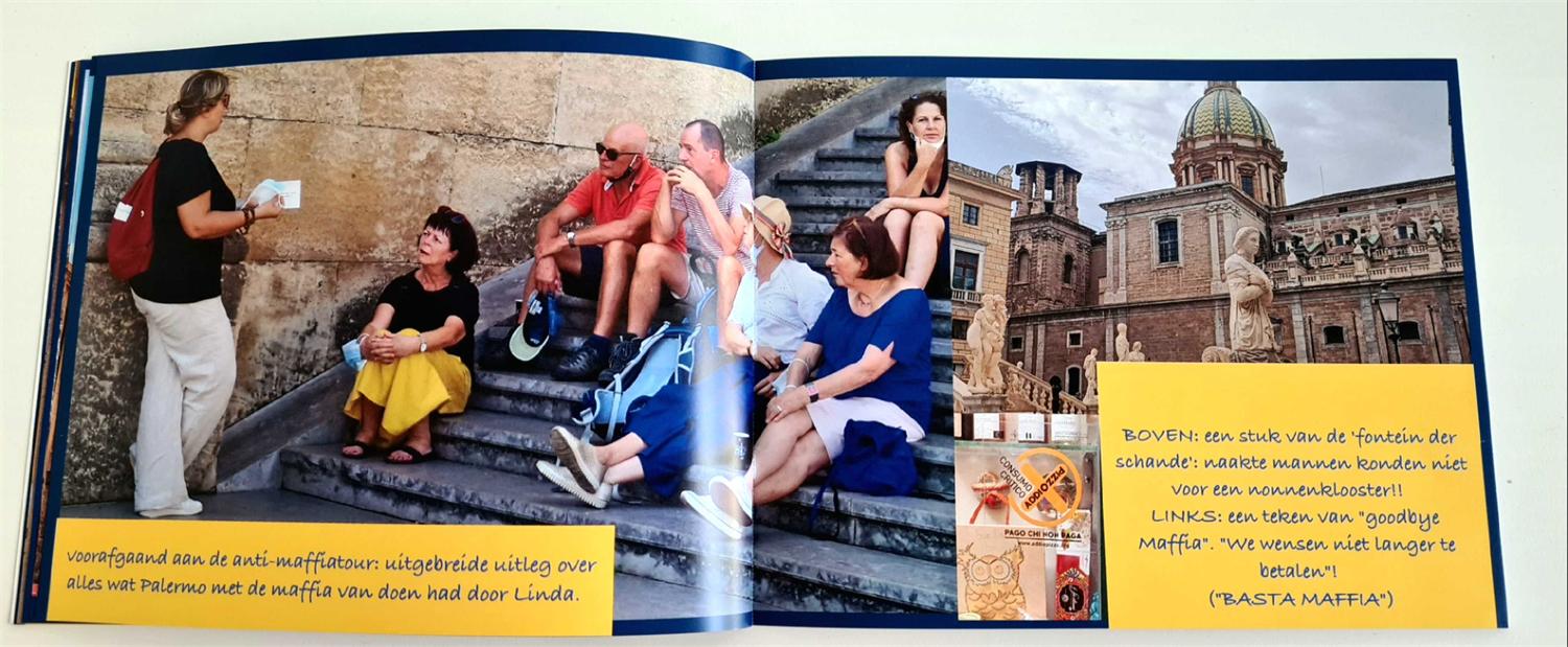 Pagina uit het fotoboek van de taalreis naar Sicilië