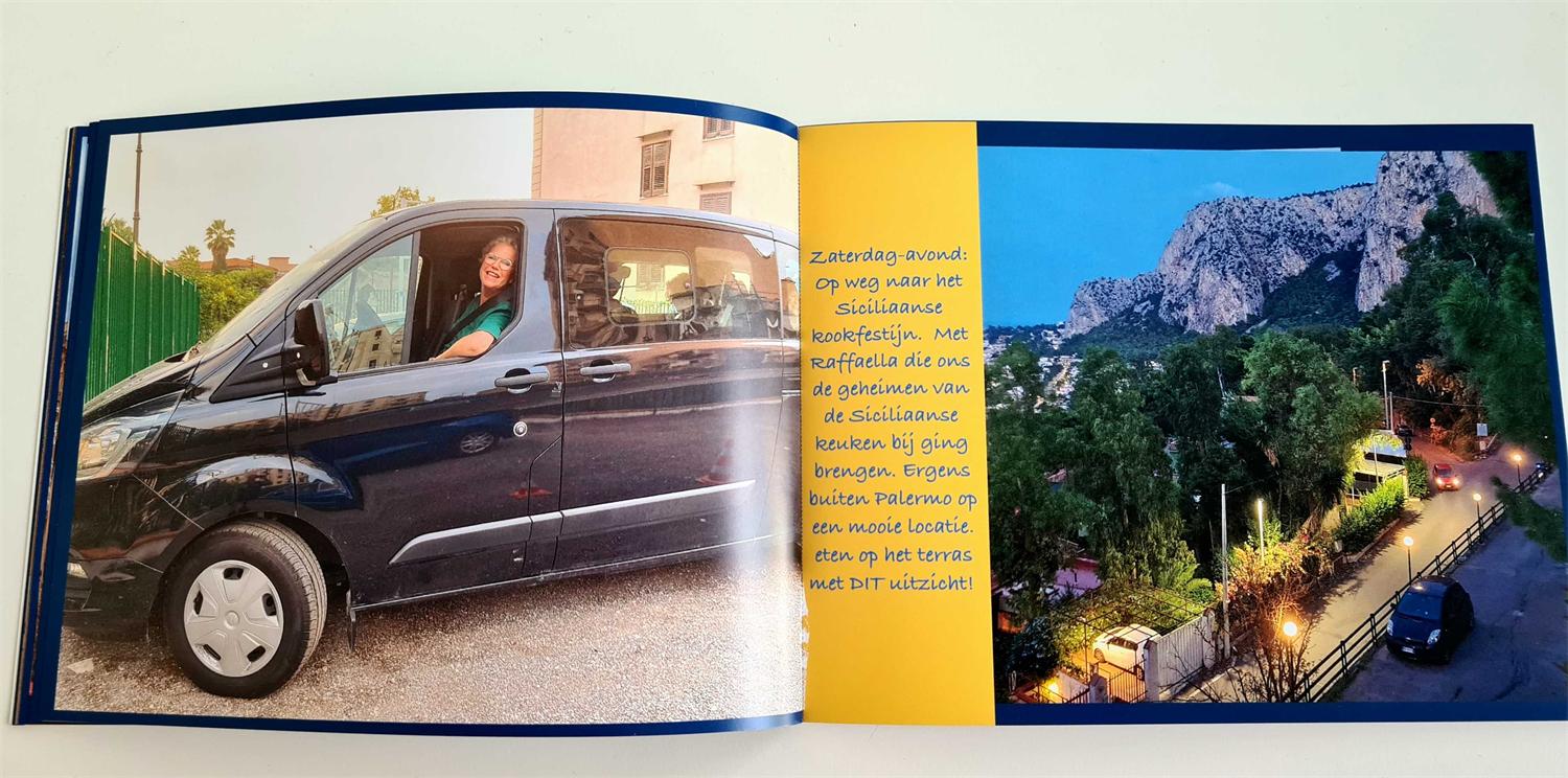 Pagina uit het fotoboek van de taalreis naar Sicilië