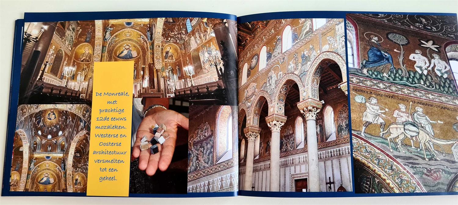 Pagina uit het fotoboek van de taalreis naar Sicilië