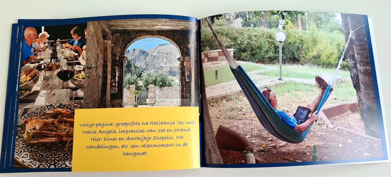 Pagina uit het fotoboek van de taalreis naar Sicilië