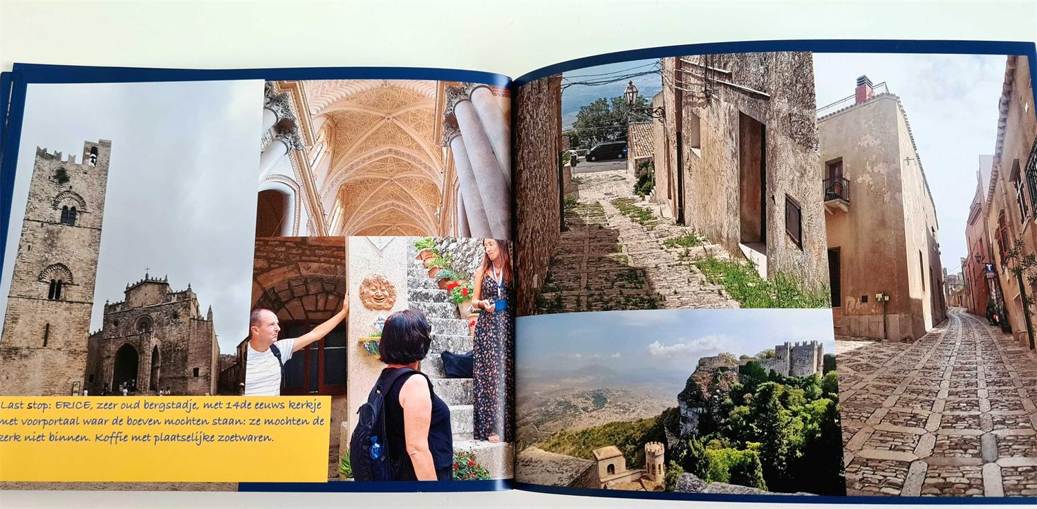 Pagina uit het fotoboek van de taalreis naar Sicilië